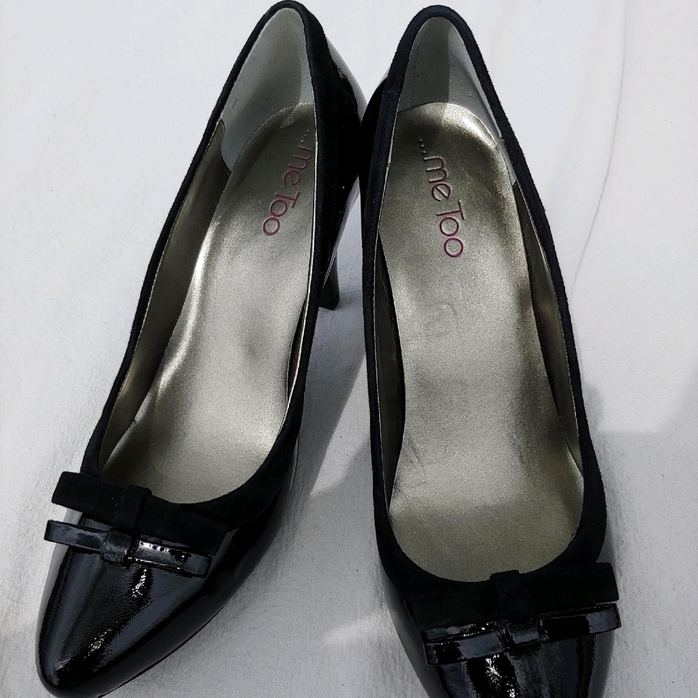 Me Too Black Heels with bows, 9.5